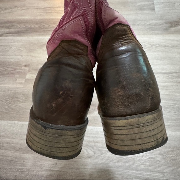 Ariat Pink Brown Cowboy Cowgirl Boots 8.5B Women’s Western Country - Picture 10 of 11